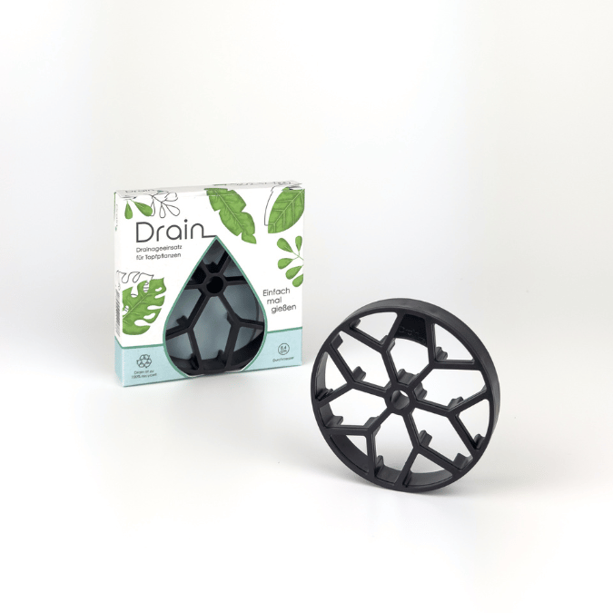 Drain Drainageeinsatz für Topfpflanzen mit Verpackung und Einsatz, nachhaltige Lösung für überschüssiges Wasser in Pflanzgefäßen in Größe S (8,4cm)