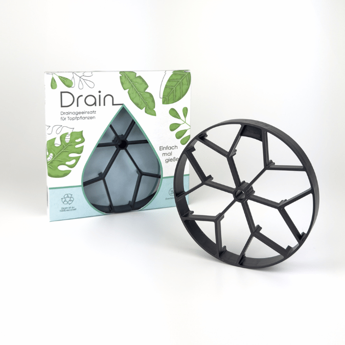 Drain Drainageeinsatz für Topfpflanzen mit Verpackung und Einsatz, nachhaltige Lösung für überschüssiges Wasser in Pflanzgefäßen in Größe L (14,0cm)