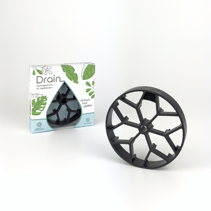 Drain Drainageeinsatz für Topfpflanzen mit Verpackung und Einsatz, nachhaltige Lösung für überschüssiges Wasser in Pflanzgefäßen in Größe M (10,5cm)